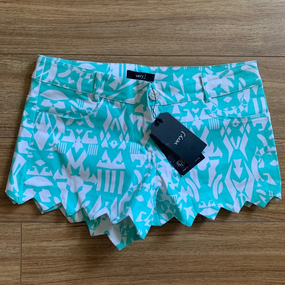 Teal and White Shorts NWT
